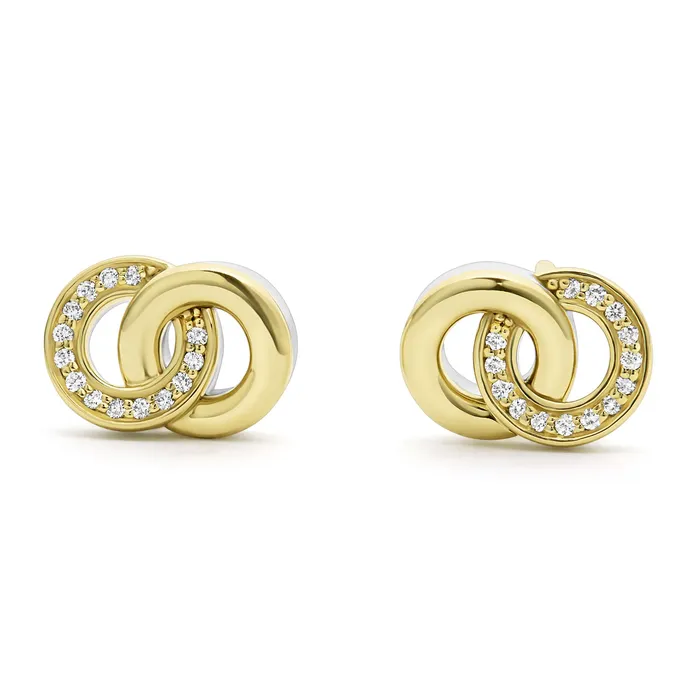 LAGOS Earrings | Signature Caviar Two-Tone Interlocking Diamond Stud Earrings