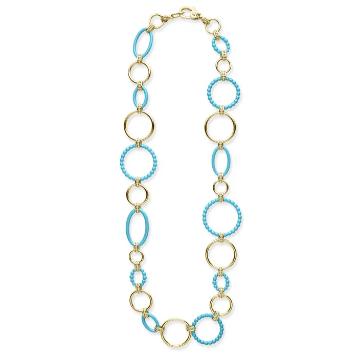 LAGOS Meridian 18K Gold and Blue Ceramic Link Necklace | Necklaces