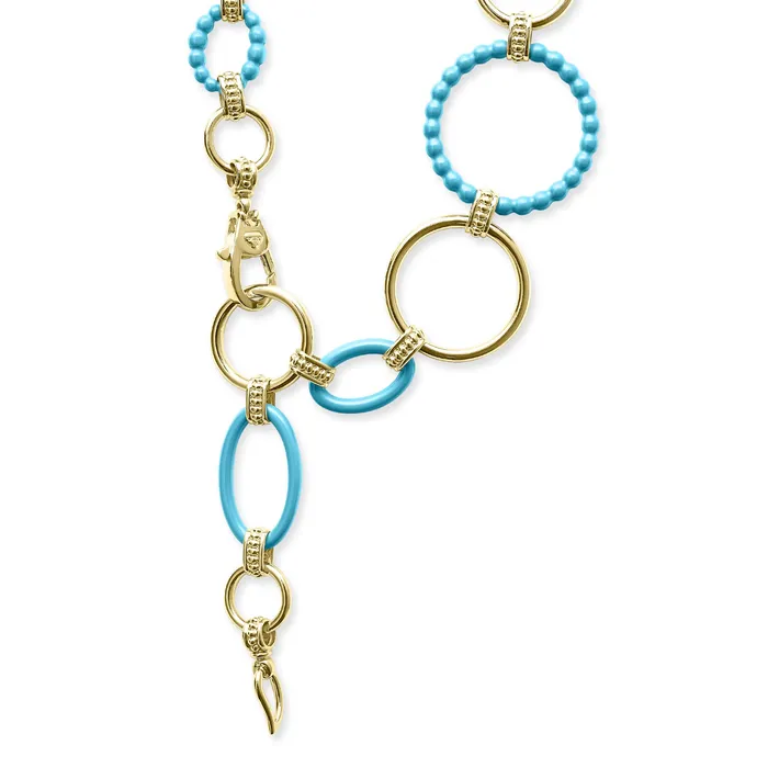 LAGOS Meridian 18K Gold and Blue Ceramic Link Necklace | Necklaces