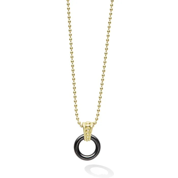 LAGOS Meridian 18K Gold Black Ceramic Circle Pendant Necklace Necklaces