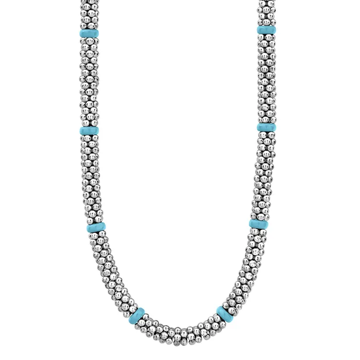 LAGOS Necklaces Blue Caviar Ceramic Single Bead Station Caviar Necklace