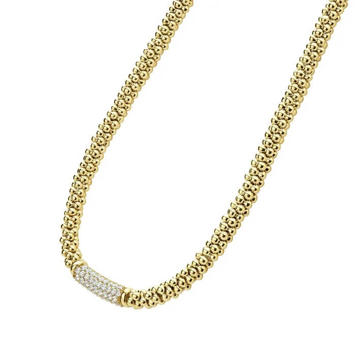 LAGOS Necklaces | Caviar Gold Diamond Medium Station Caviar Necklace