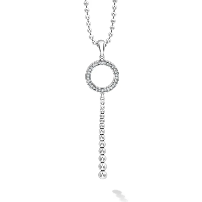 LAGOS Necklaces Caviar Spark Drop Circle Diamond Pendant Necklace