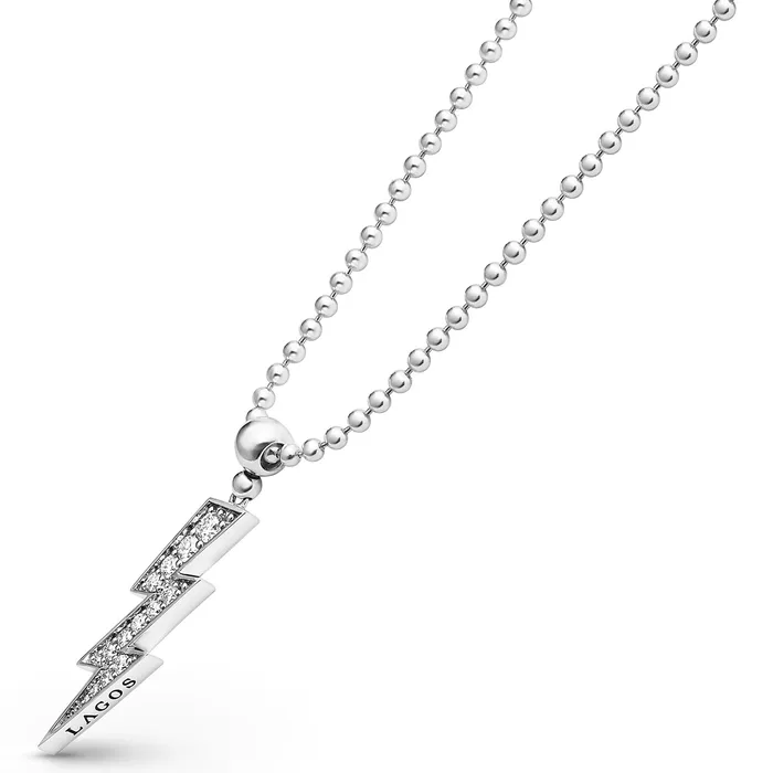 LAGOS Necklaces | Caviar Spark Large Lightning Bolt Diamond Pendant Necklace