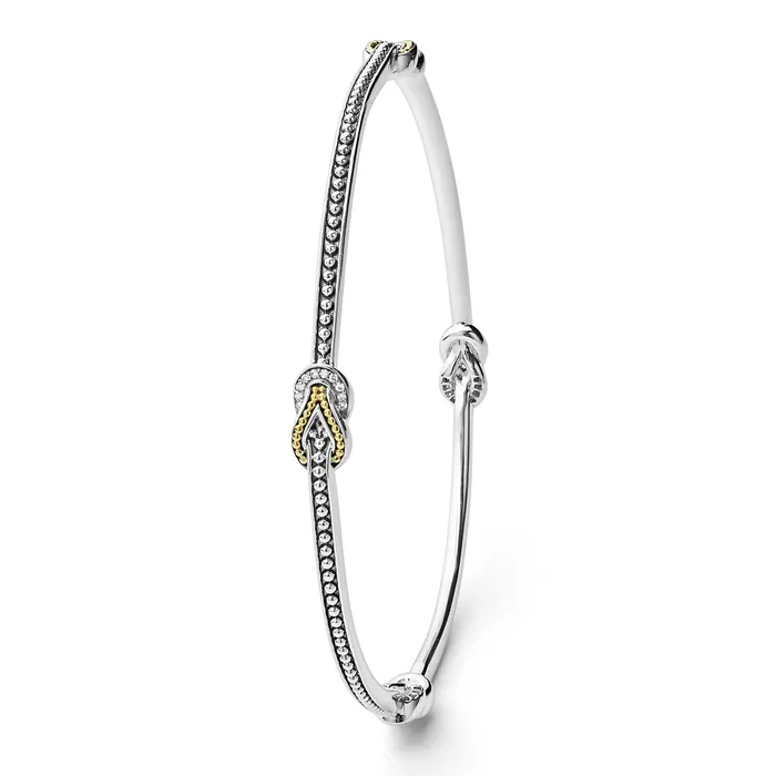 LAGOS Newport Four Station Two-Tone Knot Diamond Bangle Bracelet | Bracelets