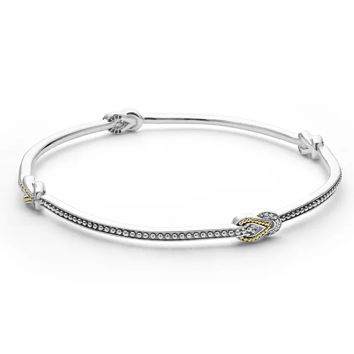 LAGOS Newport Four Station Two-Tone Knot Diamond Bangle Bracelet | Bracelets