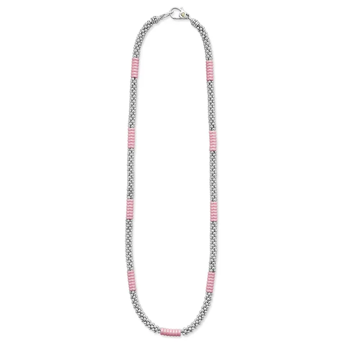 LAGOS Pink Caviar Silver Station Ceramic Beaded Necklace | 5mm | Necklaces