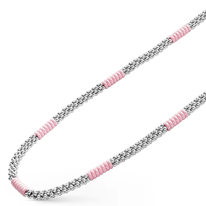 LAGOS Pink Caviar Silver Station Ceramic Beaded Necklace | 5mm | Necklaces