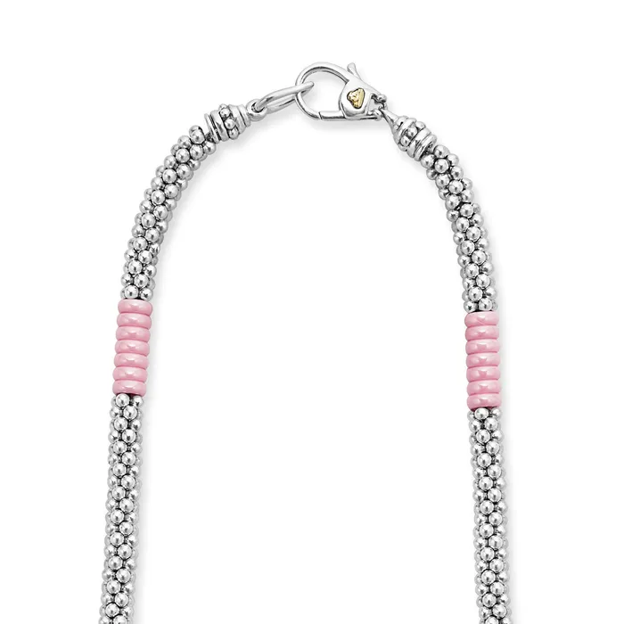 LAGOS Pink Caviar Silver Station Ceramic Beaded Necklace | 5mm | Necklaces