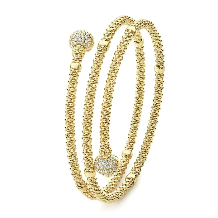 LAGOS Pre-Styled Sets | Caviar Gold 18K Gold Wrap Diamond Bracelet