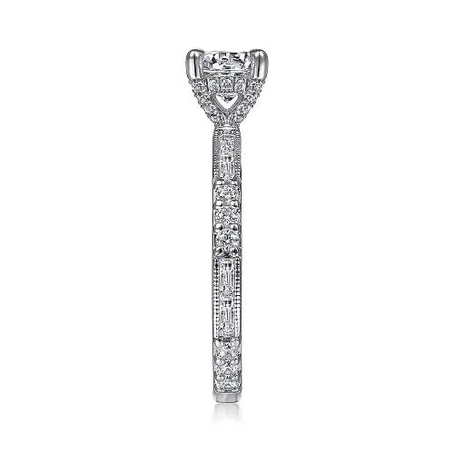 Luca - Art Deco 14K White Gold Round Diamond Channel Set Engagement Ring(Setting Only) | GABRIEL & CO. Rings