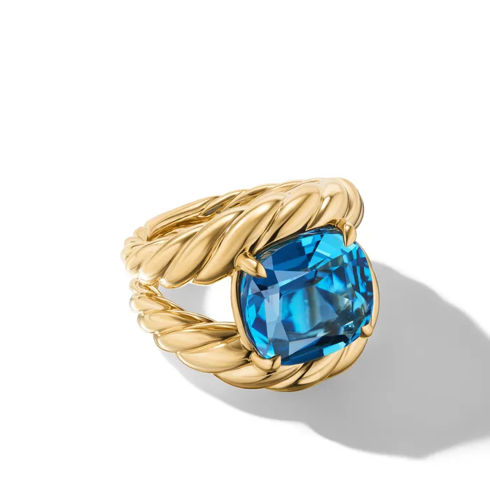 Marbella™ Ring in 18K Yellow Gold with Hampton Blue Topaz 20mm David Yurman Rings