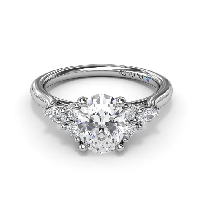 Marquise Side Cluster Diamond Engagement Ring | FANA Rings