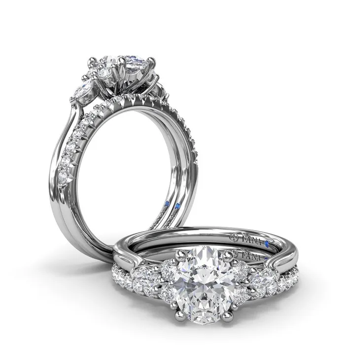 Marquise Side Cluster Diamond Engagement Ring | FANA Rings