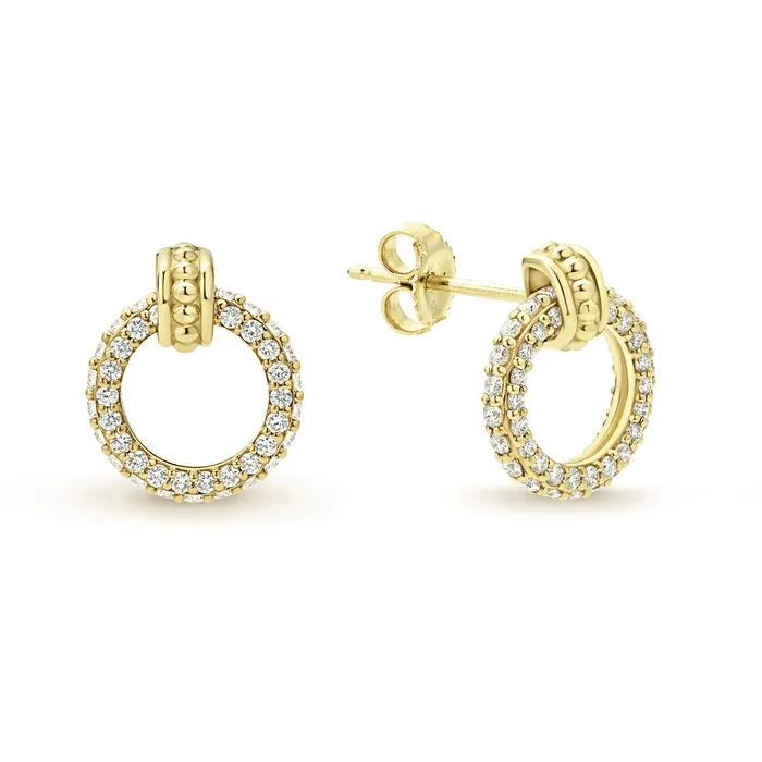 Meridian 18K Gold Circle Diamond Stud Earrings | LAGOS Earrings