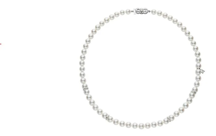 MIKIMOTO CO LTD Necklaces 18 Akoya Pearl Necklace with 0.52cttw diiamonds