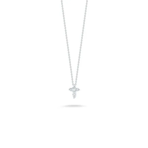 Necklaces 18K WHITE GOLD TINY TREASURES DIAMOND BABY CROSS NECKLACE - ROBERTO COIN