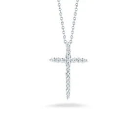 Necklaces 18K WHITE GOLD TINY TREASURES DIAMOND SLIVER CROSS NECKLACE - ROBERTO COIN