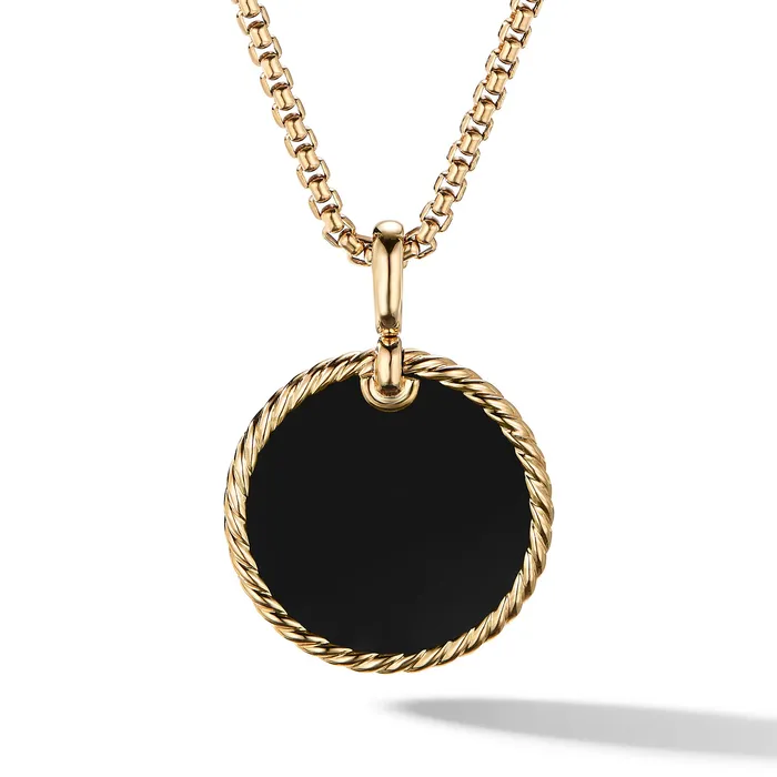 Necklaces David Yurman DY Elements® Disc Pendant in 18K Yellow Gold with Black Onyx Reversible to Mother of Pearl 24mm