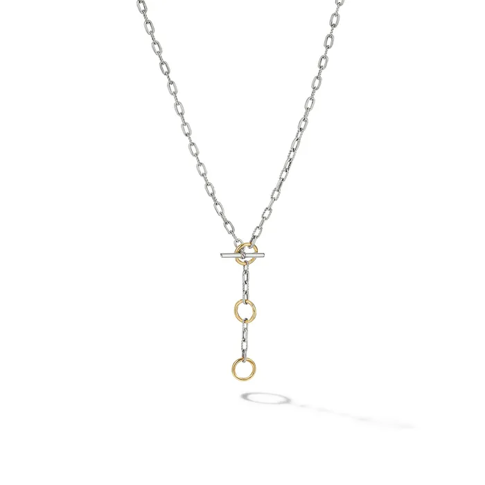 Necklaces David Yurman DY Madison® Three Ring Chain Necklace in Sterling Silver with 18K Yellow Gold 3mm