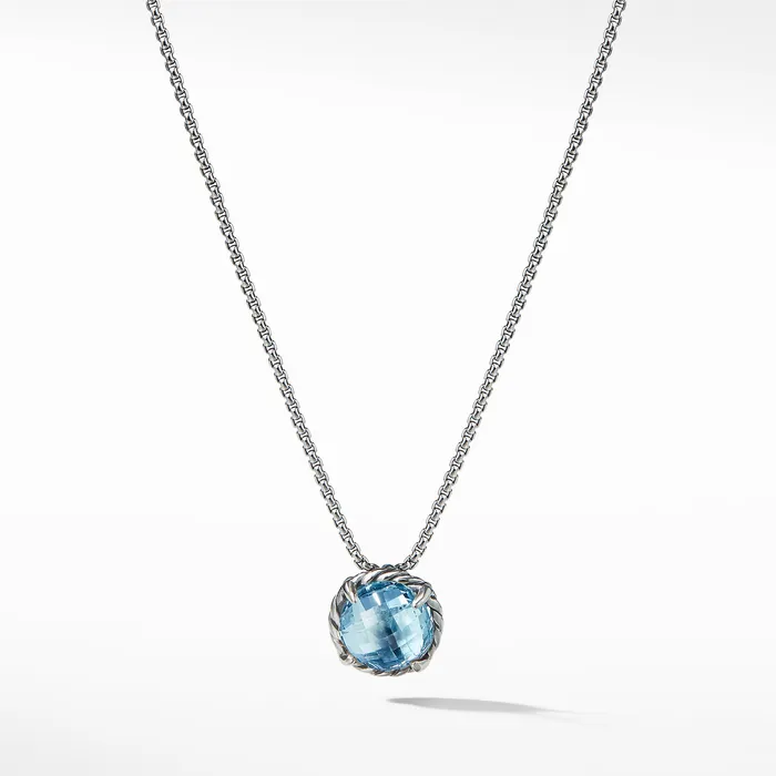 Necklaces David Yurman Petite Chatelaine® Necklace in Sterling Silver with Blue Topaz 10mm