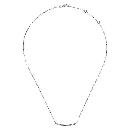 Necklaces | GABRIEL & CO. 14k White Gold Curving Diamond Bar Necklace