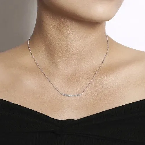 Necklaces | GABRIEL & CO. 14k White Gold Curving Diamond Bar Necklace