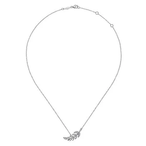 Necklaces | GABRIEL & CO. 14K White Gold Diamond Leaf Pendant Necklace