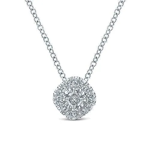 Necklaces GABRIEL CO. 14K White Gold Diamond Pave Cushion Pendant Necklace