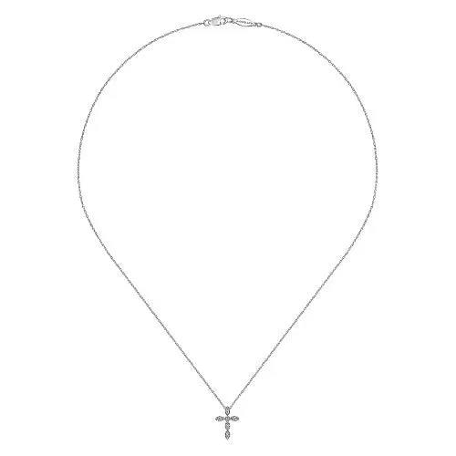 Necklaces | GABRIEL & CO. 14K White Gold Marquise Shaped Diamond Cross Necklace