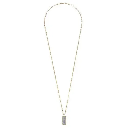 Necklaces | GABRIEL & CO. 14K Yellow Gold Diamond Pave Dog Tag Pendant Hollow Chain Necklace