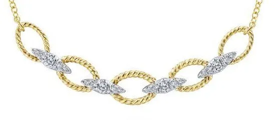 Necklaces GABRIEL CO. 14K YellowWhite Gold Twisted Chain Link Diamond Necklace