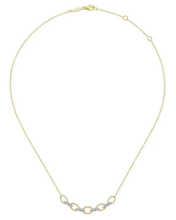 Necklaces | GABRIEL & CO. 14K Yellow/White Gold Twisted Chain Link Diamond Necklace