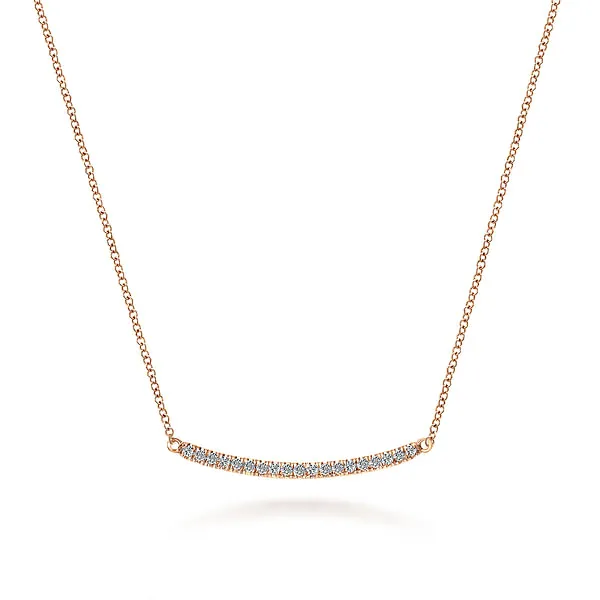 Necklaces GABRIEL CO. 18 inch 14K Rose Gold Diamond Pave Curved Bar Necklace