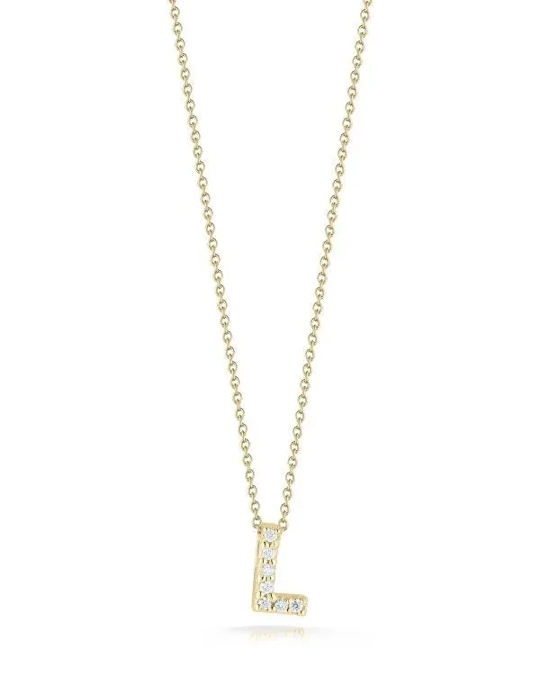 Necklaces ROBERTO COIN 18K YELLOW GOLD TINY TREASURES DIAMOND LOVE LETTER “L” NECKLACE