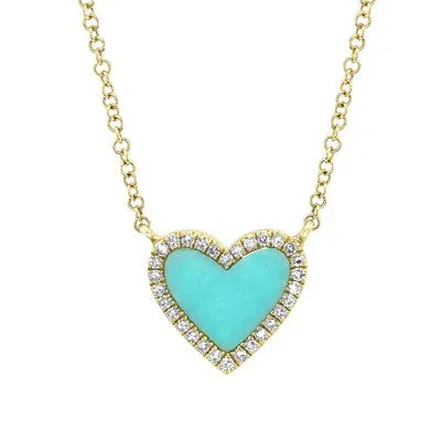 Necklaces SHY CREATIONS 0.09CT DIAMOND 0.55CT COMPOSITE TURQUOISE HEART NECKLACE