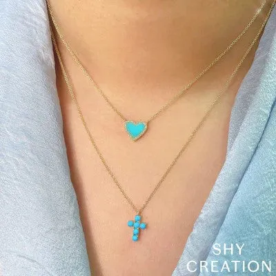 Necklaces | SHY CREATIONS 0.09CT DIAMOND & 0.55CT COMPOSITE TURQUOISE HEART NECKLACE