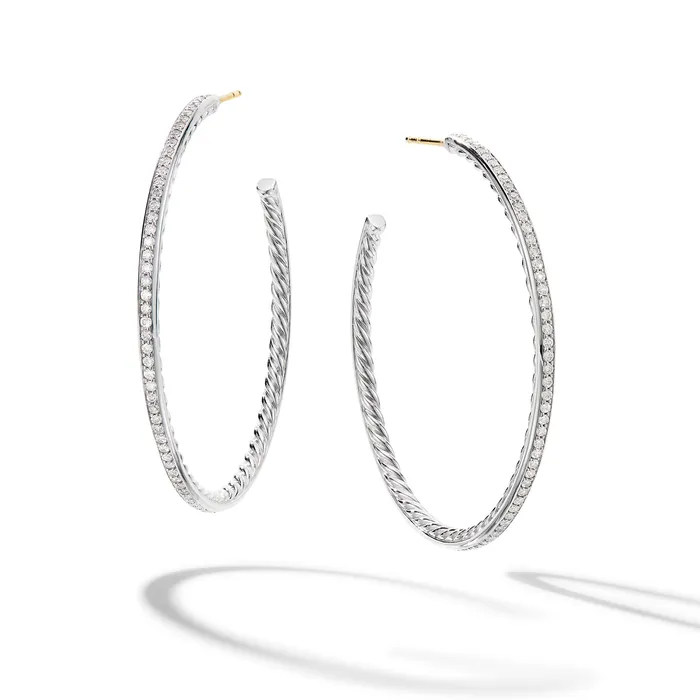 Pavé Hoop Earrings in Sterling Silver with Diamonds 50.3mm David Yurman Earrings