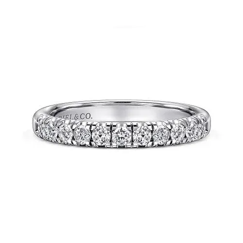 Portofino - 14K White Gold 11 Stone French Pave Diamond Wedding Band - 0.5 ct GABRIEL CO. Rings