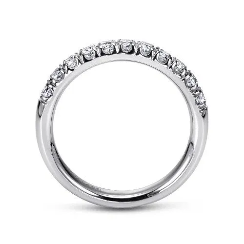 Portofino - 14K White Gold 11 Stone French Pave Diamond Wedding Band - 0.5 ct | GABRIEL & CO. Rings