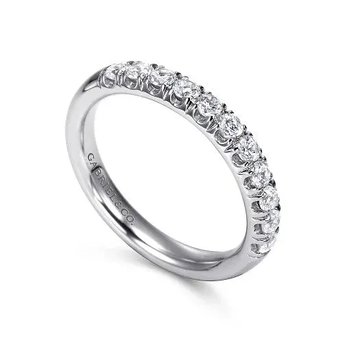 Portofino - 14K White Gold 11 Stone French Pave Diamond Wedding Band - 0.5 ct | GABRIEL & CO. Rings