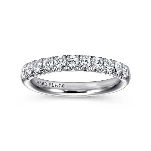 Portofino - 14K White Gold 11 Stone French Pave Diamond Wedding Band - 0.5 ct | GABRIEL & CO. Rings