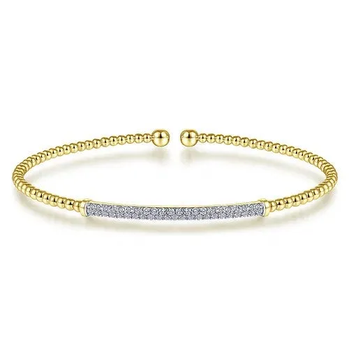 Pre-Styled Sets 14K Yellow Gold Bujukan Diamond Bar Split Bangle - GABRIEL CO.