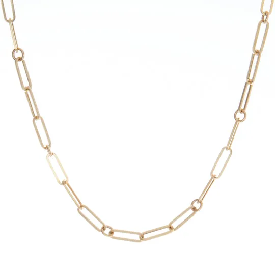 Pre-Styled Sets 18K DESIGNER GOLD PAPERCLIP ROUND LINK 17 INCH CHAIN - ROBERTO COIN