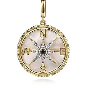 Pre-Styled Sets GABRIEL CO. 14K Yellow Gold Diamond Blue Sapphire Compass Medallion Pendant