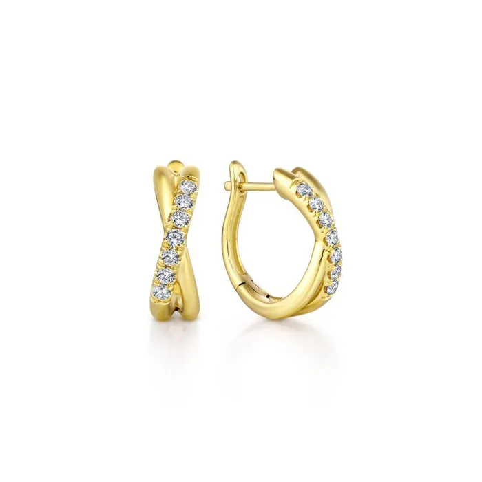 Pre-Styled Sets GABRIEL CO. 14K Yellow Gold Twisted 15mm Diamond Huggies