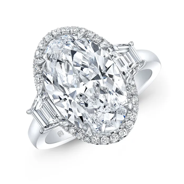 RAHAMINOV DIAMONDS INC Rings Oval Diamond Halo Engagement Ring in Platinum