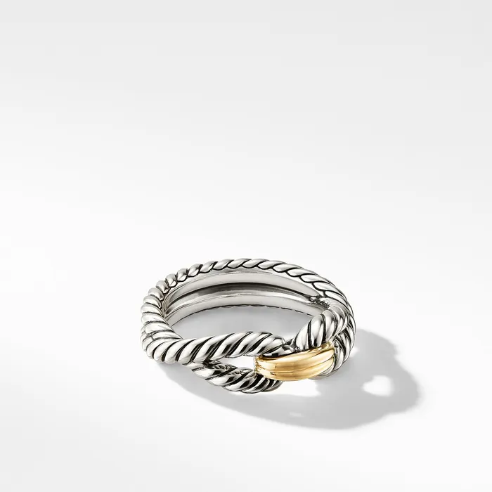 Rings Cable Loop Band Ring in Sterling Silver with 18K Yellow Gold 7mm - David Yurman