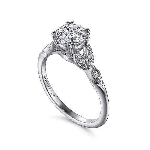 Rings | Celia - 14K White Gold Round Diamond Engagement Ring (setting only) - GABRIEL & CO.