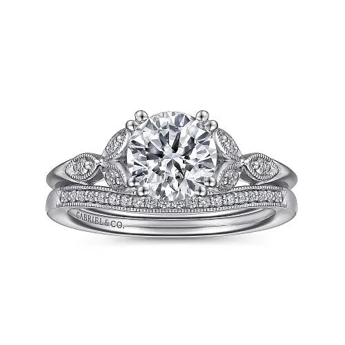 Rings | Celia - 14K White Gold Round Diamond Engagement Ring (setting only) - GABRIEL & CO.